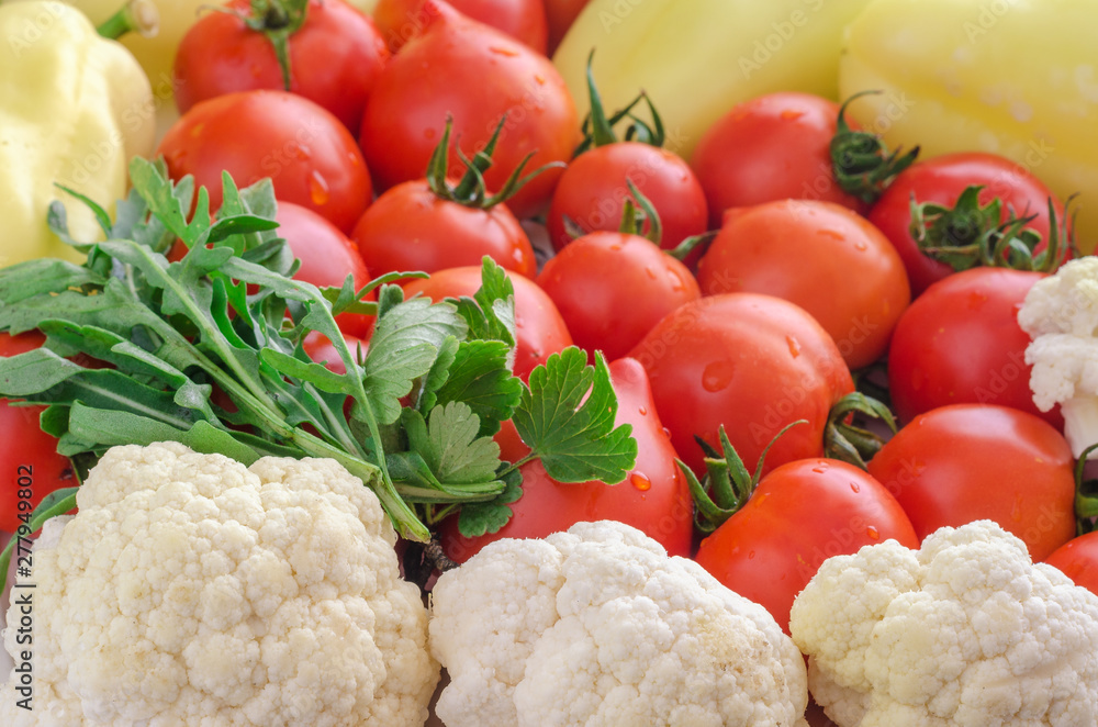 Colorful background with fresh and washed vegetables. Colorful background with fresh and washed vegetables.