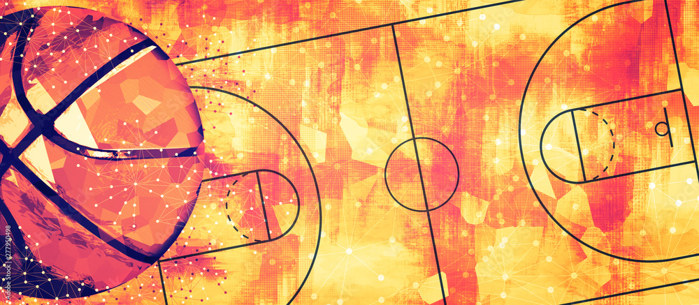 Basketball banner background. Abstract basketball background with copy space.