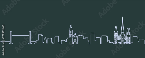 Rouen Single Line Skyline Profile