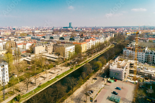 Aerial View of Canal at Paul linke ufer in Kreuzberg, Berlin photo