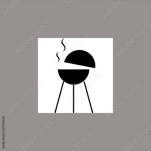 vector black BBQ Grill icons on white background