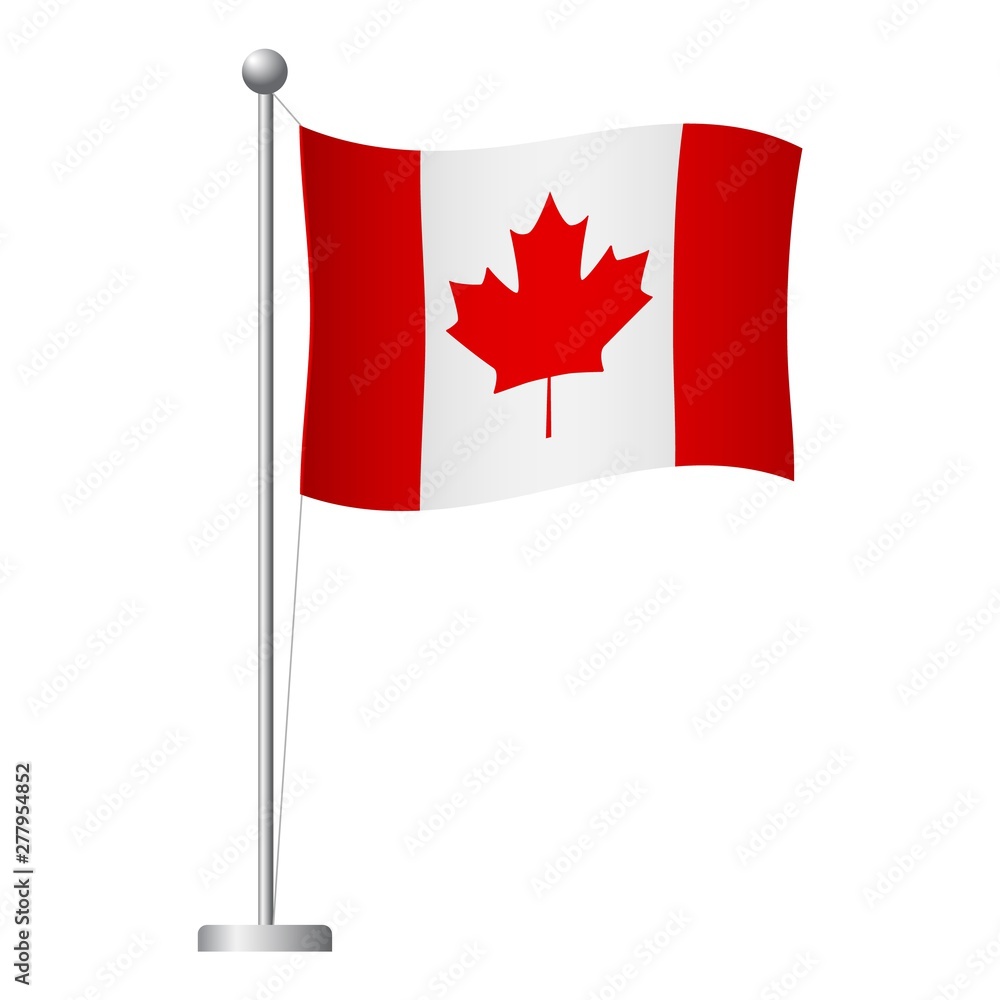 Canada flag on pole icon Canada flag on pole icon