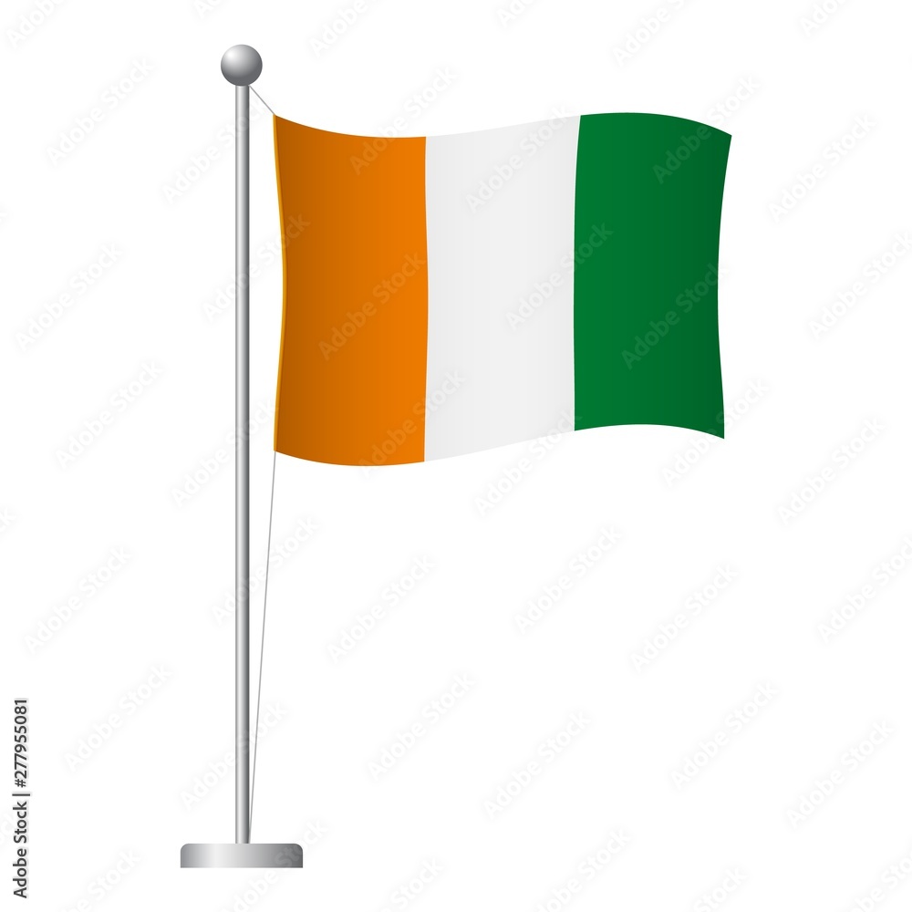 cote d'ivoire - Ivory Coast flag on pole icon cote d'ivoire - Ivory Coast flag on pole icon