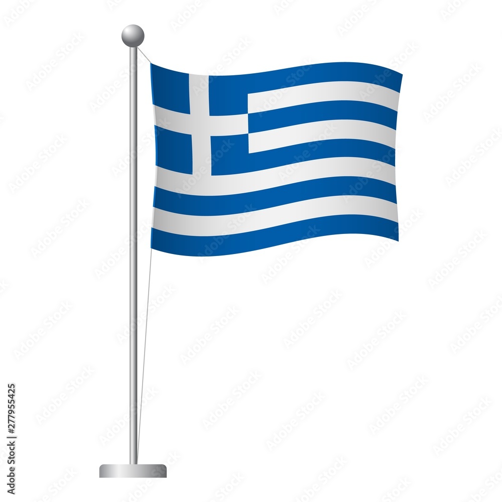 Obraz premium Greece flag on pole icon