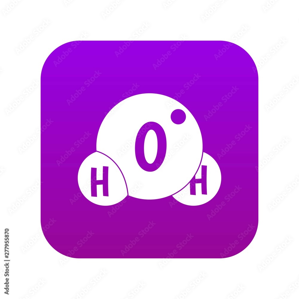 Water molecule icon digital purple for any design isolated on white vector illustration Water molecule icon digital purple for any design isolated on white vector illustration