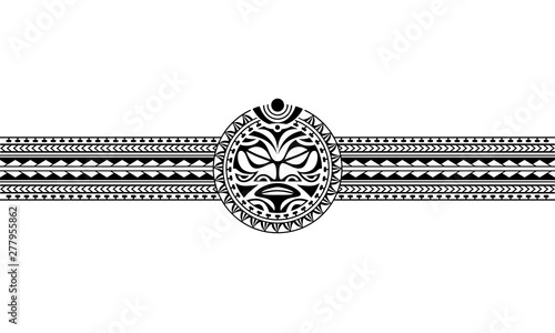 Maori polynesian tattoo border tribal sleeve pattern vector. Samoan bracelet tattoo design fore arm or foot. Armband tattoo tribal.