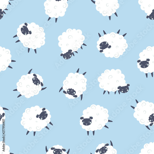 cartoon sheep seamless pattern