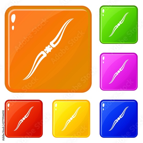 Throwing ninja knife icons set collection vector 6 color isolated on white background