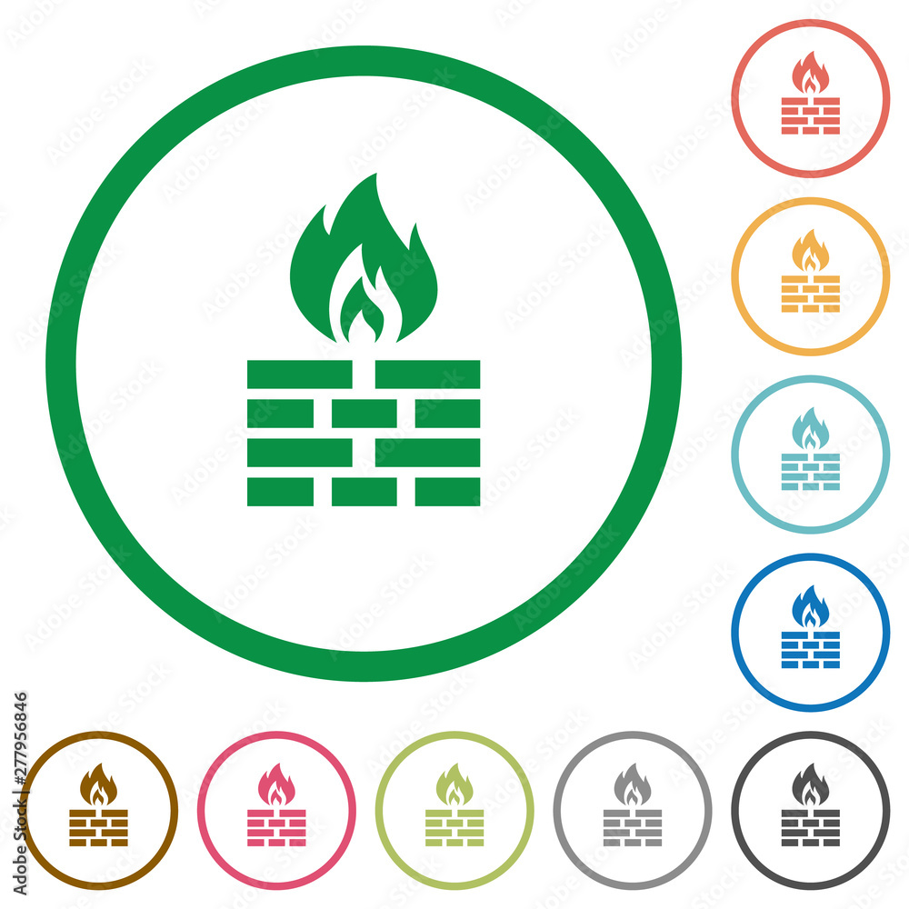 Firewall flat icons with outlines Firewall flat icons with outlines