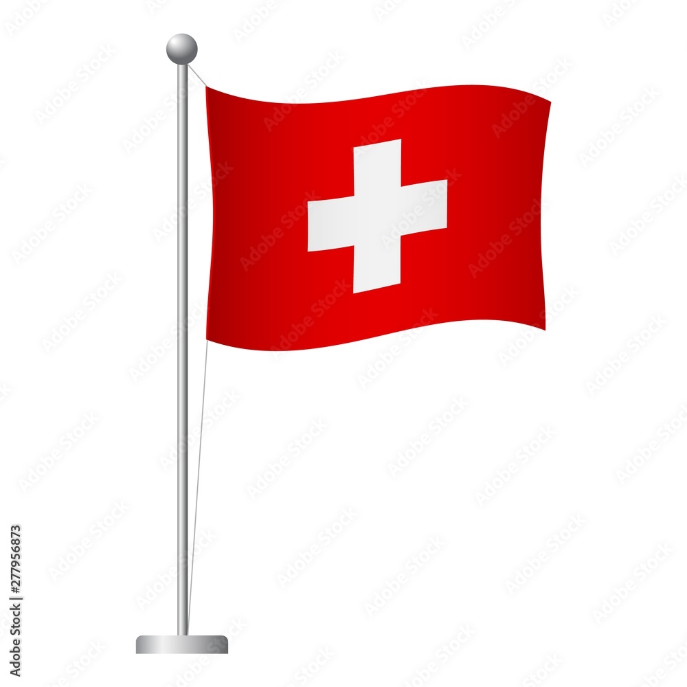 Switzerland flag on pole icon