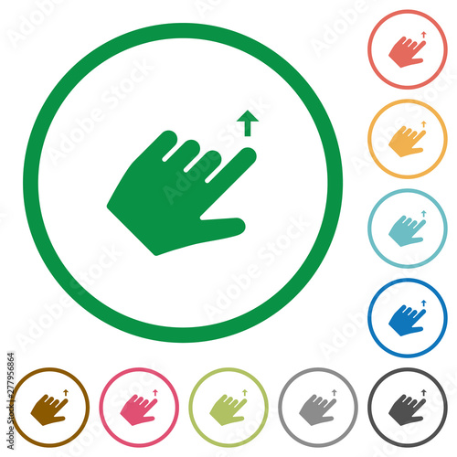 Left handed move up gesture flat icons with outlines photo