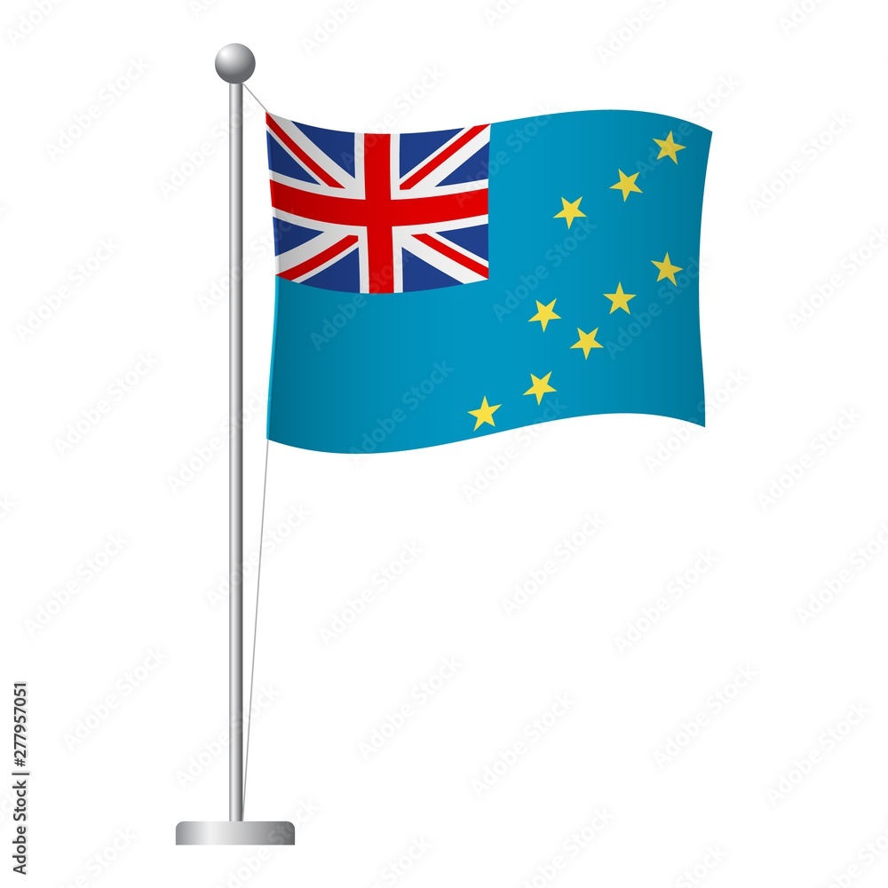 Fototapeta premium Tuvalu flag on pole icon