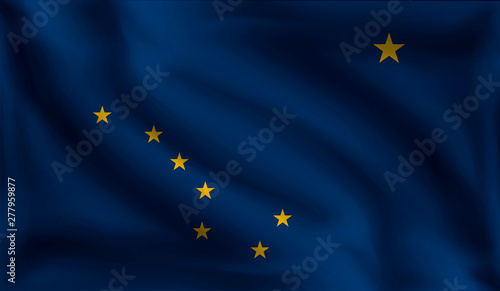 Waving Alaska flag, the flag of Alaska, vector illustration