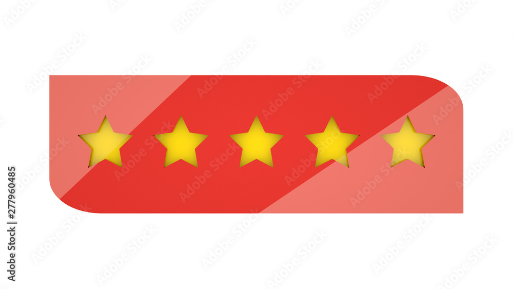 Rating stars or 5 rate review 3d rendering web ranking star signs