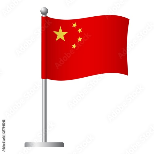 China flag on pole icon