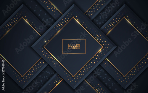 Dark background overlap layer with silver glitters Gold