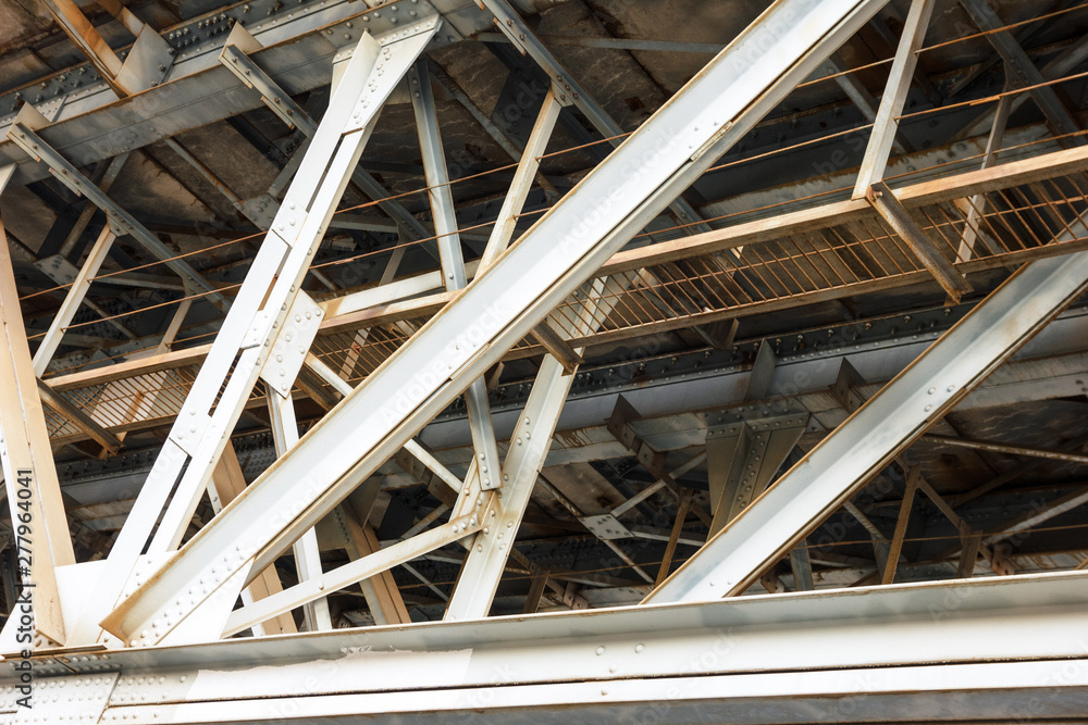 Iron frame at the base of the bridge