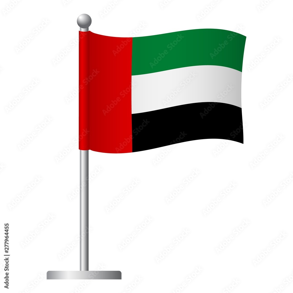 united arab emirates flag on pole icon united arab emirates flag on pole icon