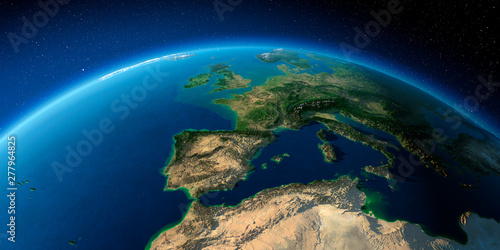 Highly detailed Earth. Spain and the Mediterranean Sea