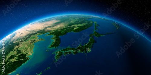 Fototapeta Naklejka Na Ścianę i Meble -  Highly detailed Earth. Japan and Korea