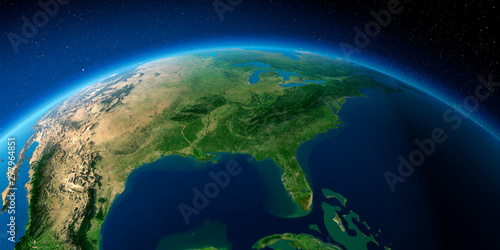 Obraz na plátně Highly detailed Earth. Gulf of Mexico and Florida