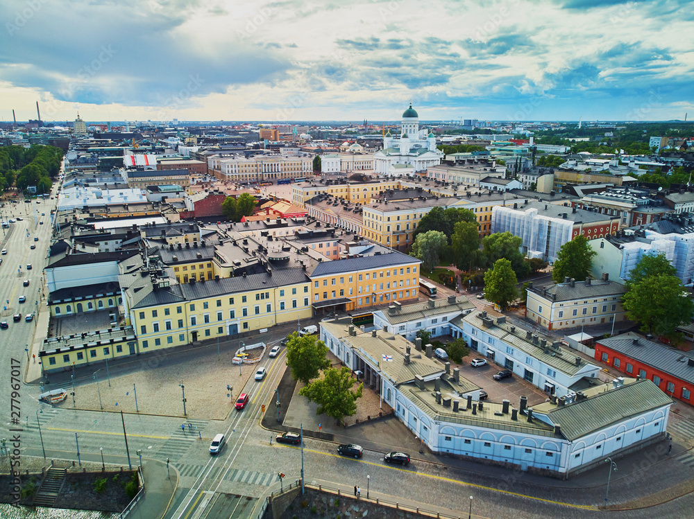 Scenic aerial view of Helsinki Cathedral