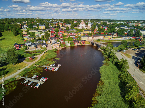 Scenic aerial view of historical town of Porvoo