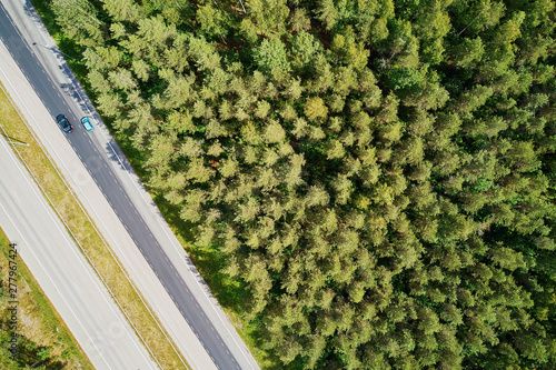 Aerial view of road interchange photo