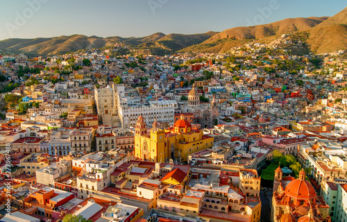 Guanajuato City View of the Sunset from the Pipila Monument on the Hill photo