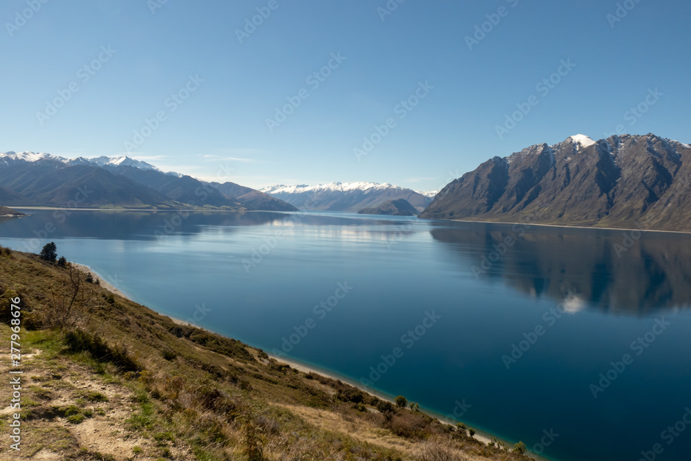 stunning natural beauty of the Glacial lakes and the Southern Alps of New Zealand