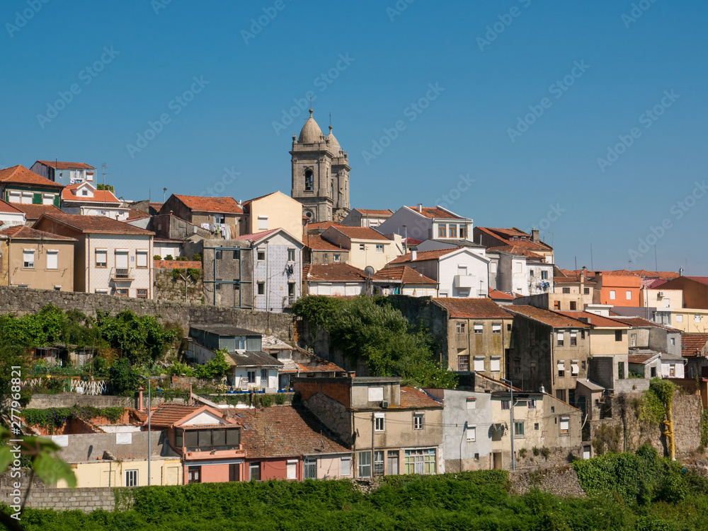 Cityscape view of Lapa area, Porto, Portugal with Lapa church in center frame