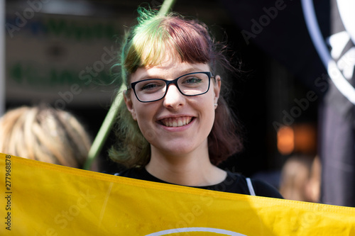 Schoolgirl demonstrating
