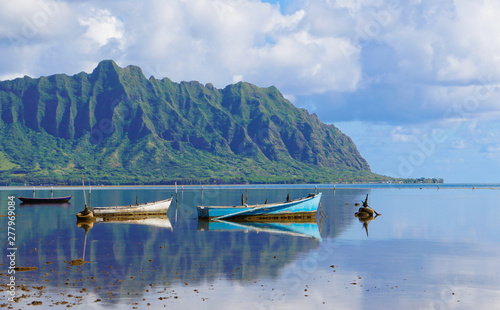 Photography A Perfectly Still Kaneohe Bay Creates a Perfect Reflection on the Mountains and