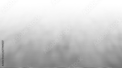 Abstract dynamic wave of particles. Big data. Low poly shape. Wave of gradient dots on white background. Futuristic vector illustration.