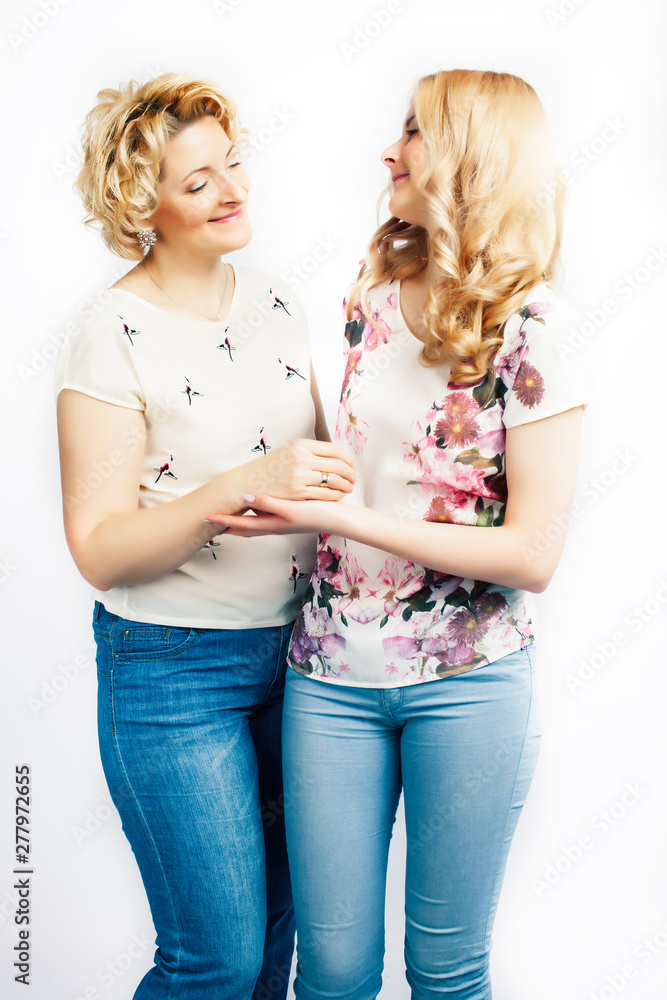 mother with daughter together posing happy smiling isolated on white background, lifestyle people concept mother with daughter together posing happy smiling isolated on white background, lifestyle people concept