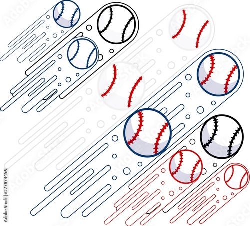 Flying Baseball Set Vector