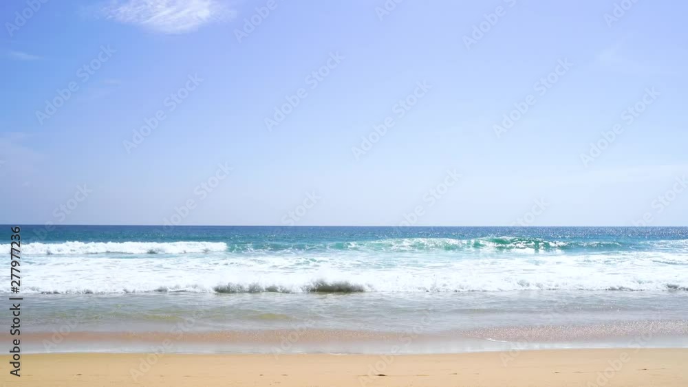 Tropical beach afternoon view, of the plane is down near the airport. tropical white sand beach. Sea waves seamless loop on the beautiful sand beach,Phuket Thailand. Tropical beach afternoon view, of the plane is down near the airport. tropical white sand beach. Sea waves seamless loop on the beautiful sand beach,Phuket Thailand.