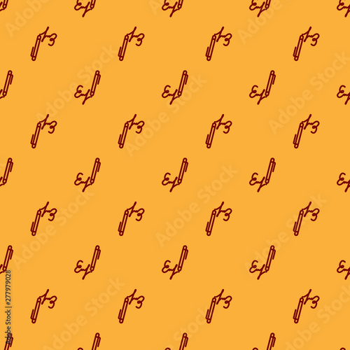 Red Signature line icon isolated seamless pattern on brown background. Pen and undersign, underwrite, ratify symbol. Vector Illustration