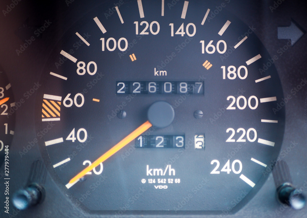 The console of a car that show speedometer and mileage. The console of a car that show speedometer and mileage.