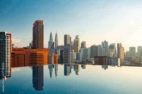 Kuala Lumpur skyline pool view