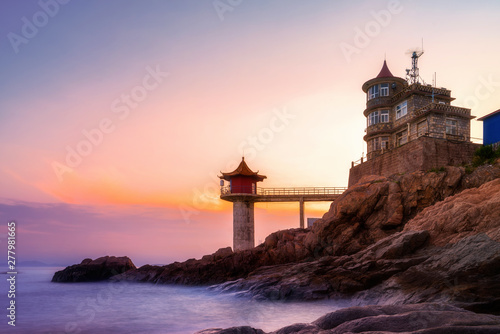 Sunset and coastline and lighthouse..