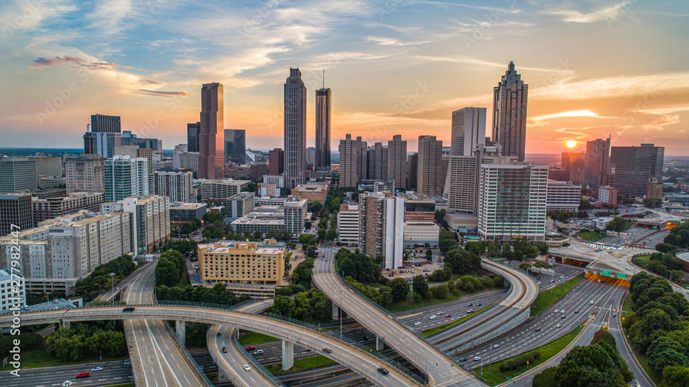 Sunset over Downtown Atlanta, Georgia, USA - obrazy, fototapety, plakaty 
