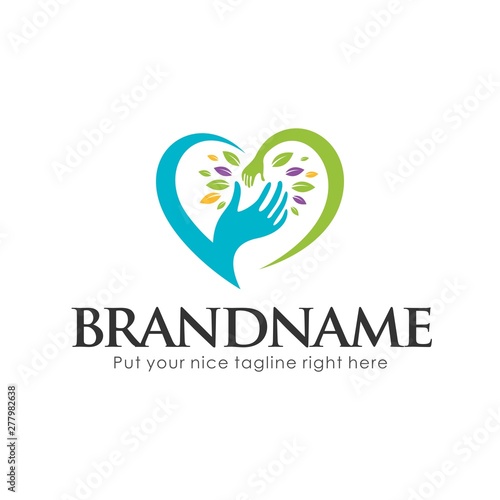 Love Hand Care Leaf Logo