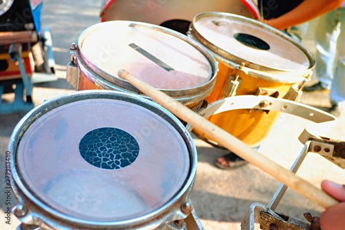 Photography Musician play drums on street