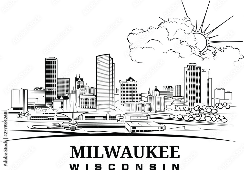 Milwaukee Wisconsin Skyline Vector Illustration Stock Vector | Adobe Stock
