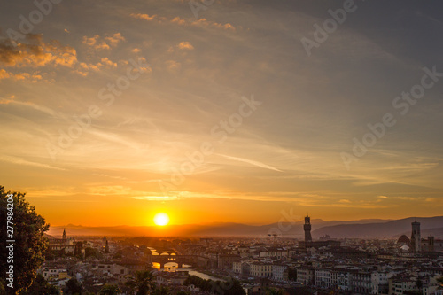 sunset over the city in firenze italy