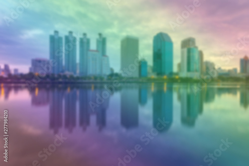 Blur City building with water reflection before sunset © pandaclub23