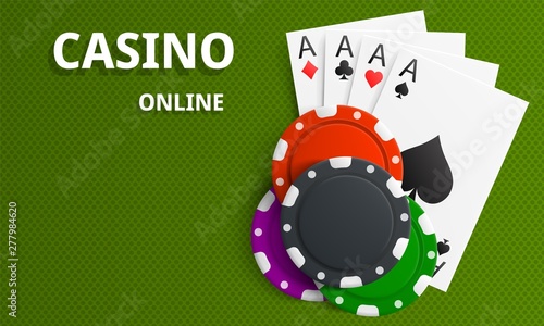 Casino background with chips and cards. Concept for flyer, banner, poster. Vector illustration.