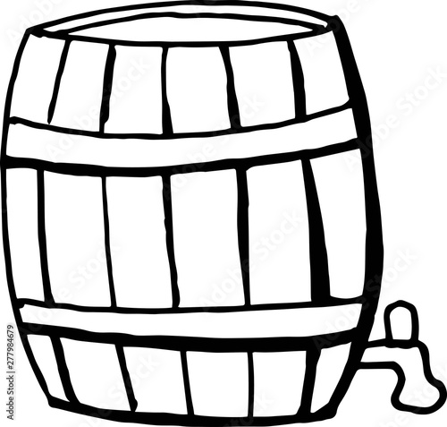 Hand-drawing a barrel of beer on a white background. Doodle vector illustration for posters, menus, festivals