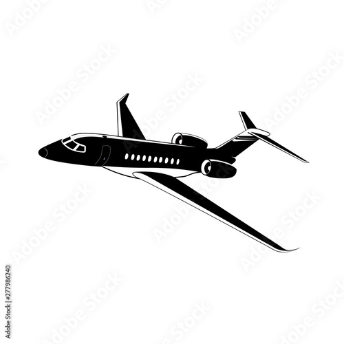 Private jet, airplane icon, vector illustration isolated on white 